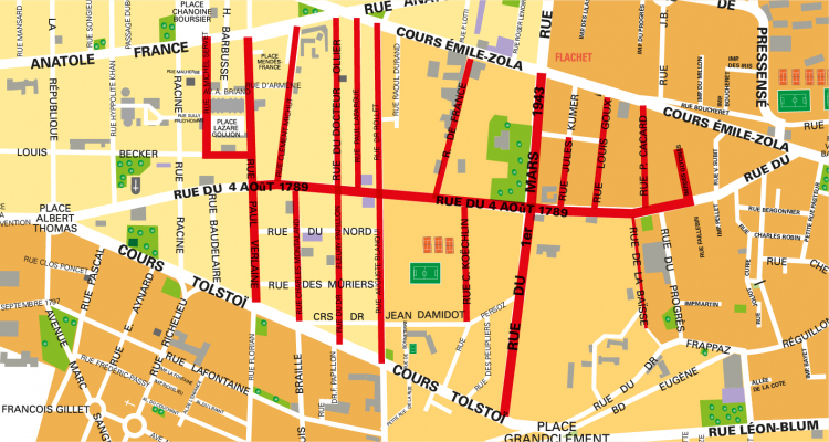 Les rues en rouge sur ce plan seront interdites à la circulation ce vendredi 7 janvier entre 15h et 20h.